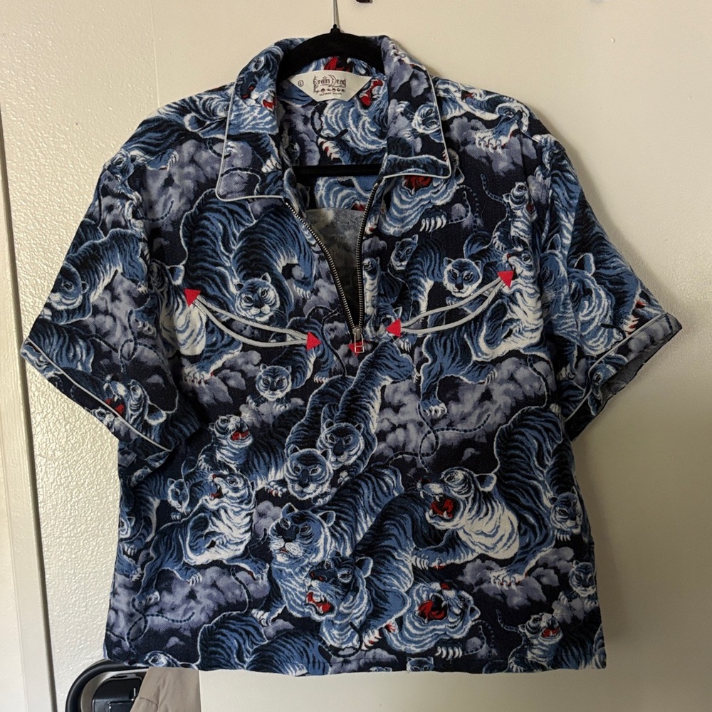 Brain Dead Blue and Red Graphic Tee